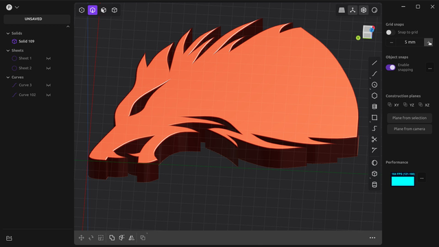 Final step a Solid from Blender Curves into Plasticity