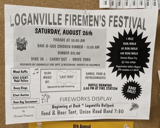Flier for Loganville Fireman's Festival