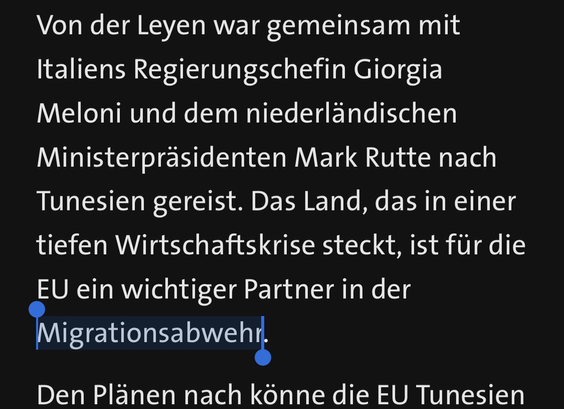 Auszug aus der Tagesschauapp