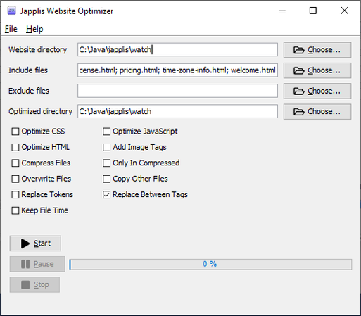 Japplis Website Optimizer screenshot