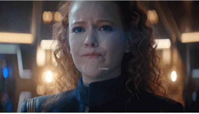 Ensign Tilly crying.