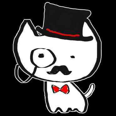 Fancy cat with a top hat and monocle