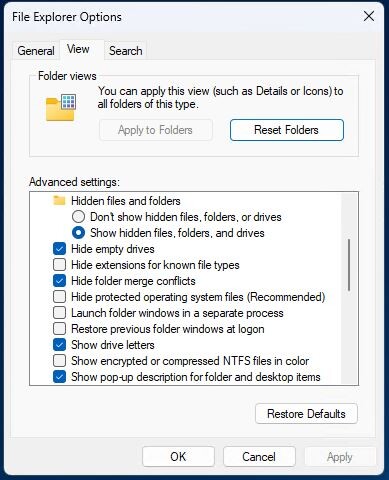 File Explorer Options control shows "Hide protected OS files" turned OFF, just the way I -- and most other power users and admins -- like it. Don't let MS take this away!