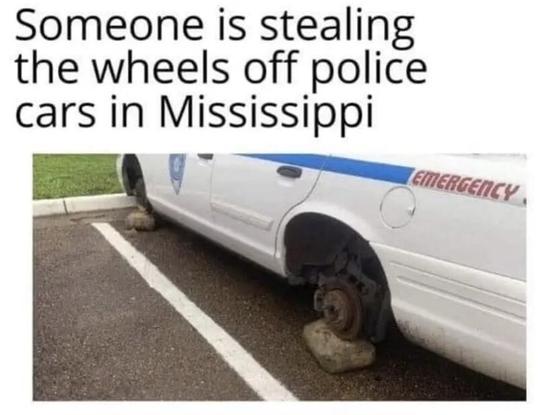 Someone is stealing the wheels off police cars in Mississippi