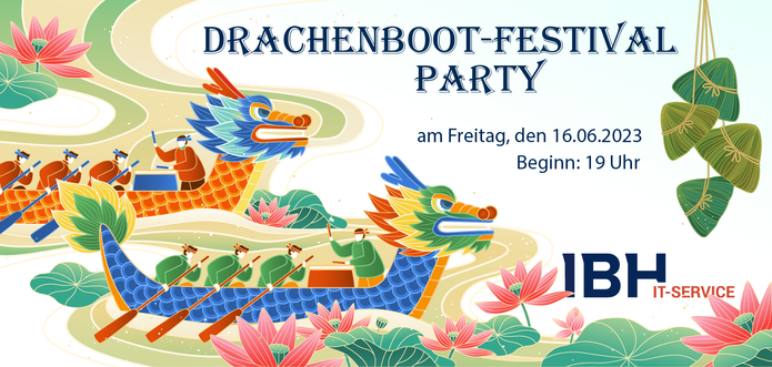 Bild: von Drachenbooten für das Drachenbootrennen in Dresden 
Text: Drachenboot-Festival Party, am Freitag, den 16.6.2023 / Beginn: 19 Uhr