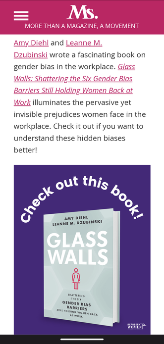 Amy Diehl and Leanne M. Dzubinski wrote a fascinating book on gender bias in the workplace. Glass Walls: Shattering the Six Gender Bias Barriers Still Holding Women Back at Work illuminates the pervasive yet invisible prejudices women face in the workplace. Check it out if you want to understand these hidden biases better!