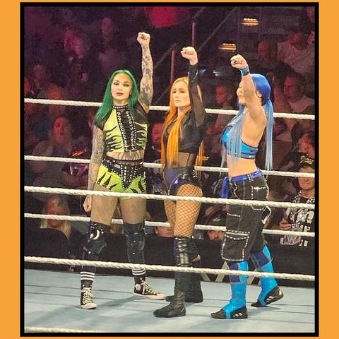 Shotzi Blackheart, Becky Lynch, and Mia Yim team up together at a WWE Live event in Charleston, West Virginia.