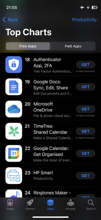 The rogue app is now ranked 18 in the productivity category of the German App Store