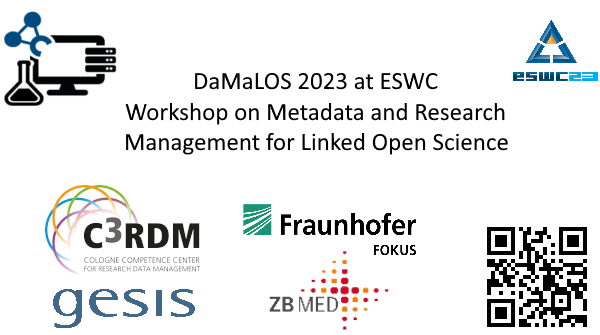 Cover Slide for the Damalos 2023 workshop on Metadata and Research Management for Linked Open Science