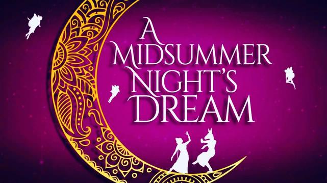 An image from my book cover of A Midsummer Night’s Dream ~ William Shakespeare. The background is a magical magenta, on which a golden filigree crescent moon, is the stage for Titania & Bottom. Puck & other woodland faeries, are gently flying around above the two characters all of whom are as white as a night’s full moon.