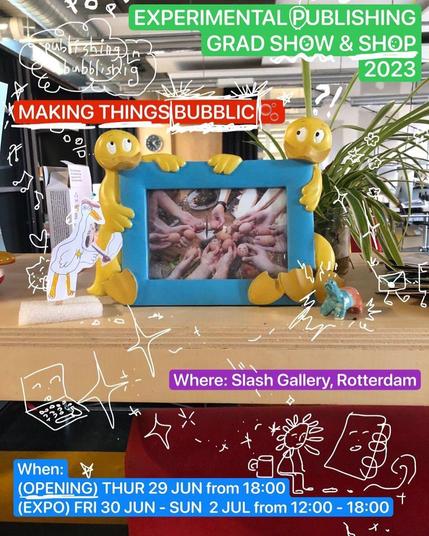 Flyer of the experimental publising gradudation show.