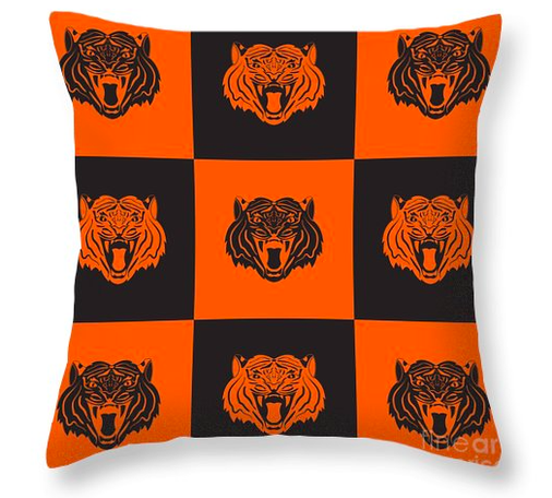 Our tiger mascot is shown in alternating black and orange squares.