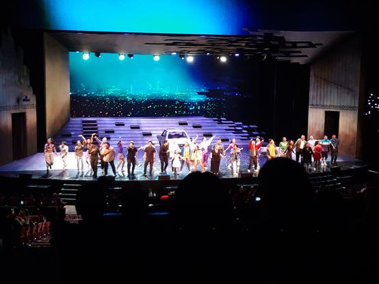 The cast of the musical Ang Huling El Bimbo at the curtain call.