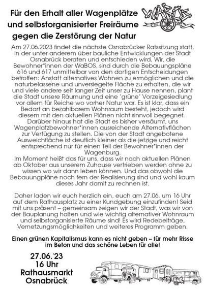 Der Text des Kundgebungsaufruf als Sharepic.