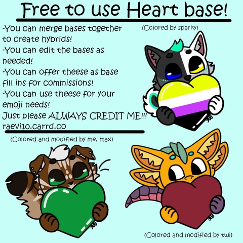 A free to use furry base of your character holding up a big heart, it has 33 different options and can be used for base fill in commissions!