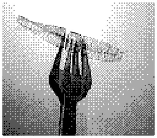 Black and white Gameboy funtograph of the top of 'the fork' in Vagueira. A close up of the top of the fork showing the fix in 'more detail' (in quotation marks because detail is not one of the strengths of the Gameboy).