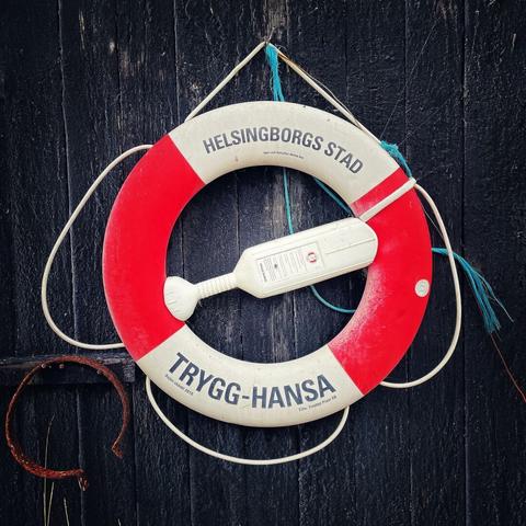 A life belt on a wall of a fisher hut near Fornæs, Denmark.