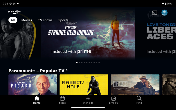 Paramount Plus screenshot from Pixel tablet