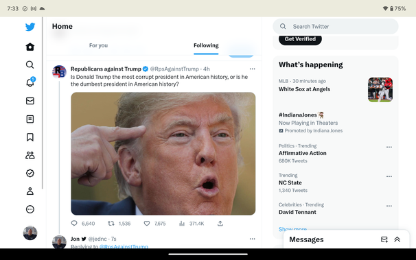 Twitter screenshot from Pixel tablet