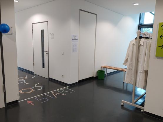 Lab coat et al. dressing station and start of our formula jump