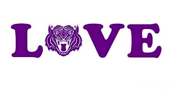 The word LOVE is shown in purple, with a tiger mascot head forming the letter "o."