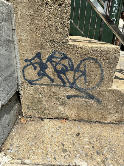 ANSO tag in dark blue spraypaint on concrete stairs