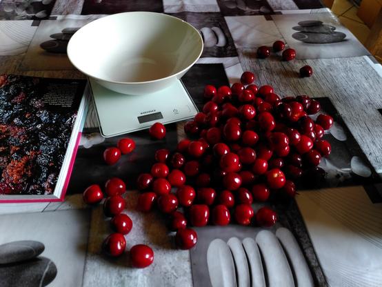 Un kilo de cerises avec noyau, à dénoyauter.