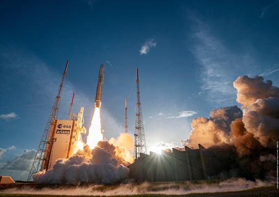 Das Bild zeigt den Start der Ariane-5-Rakete im Dezember 2022, an Bord befindet sich der Satellit MTG-I1. Copyrights: EUMETSAT/ESA