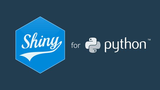 Shiny hex sticker and the Python logo. The word "for" is in between, reading out "Shiny for Python".
