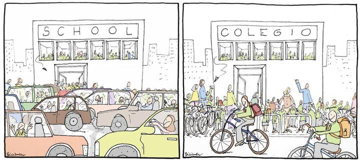 L'uso della  bicicletta e le piste ciclabili rendono più sicuro l'accesso alle scuole