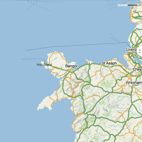 The original map of Anglesey island and Llŷn peninsula (UK) from OpenStreetMap