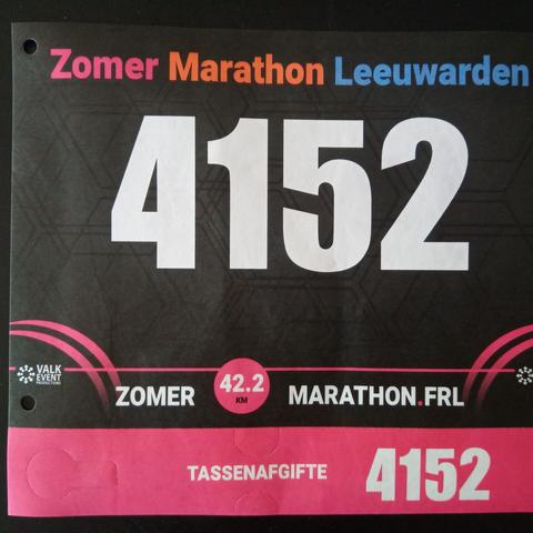 Foto van mijn startnummer bij de zomermarathon nummer 4152