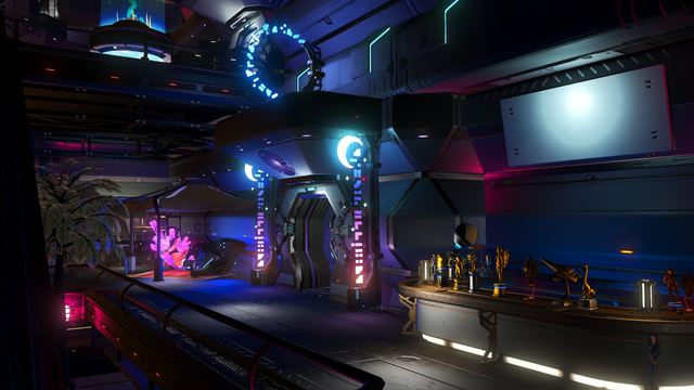 The bar/club and a figurine shop