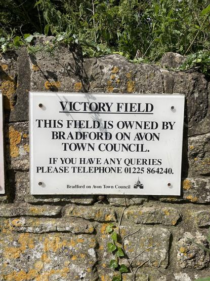 Sign for Victory Field rec, Bradford on Avon.
