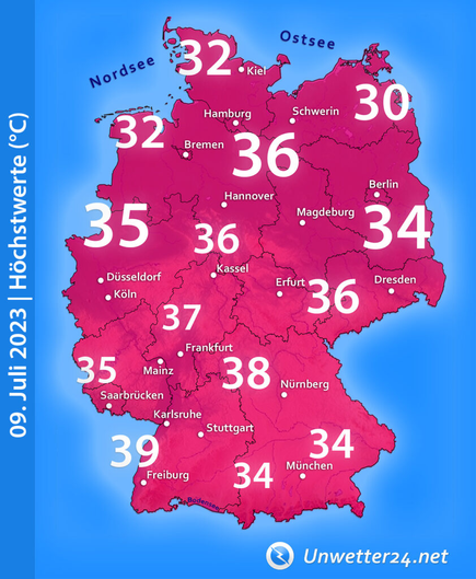 Werte bis 39 Grad