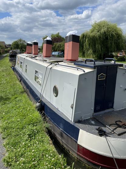 Narrowboat dressed up as the Titanic for Garstang’s scarecrow festival.