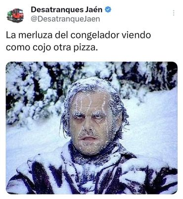 La merluza del congelador viendo cómo cojo otra pizza. La imagen es Jack Torrance (Jack Nicholson) congelado en la nieve