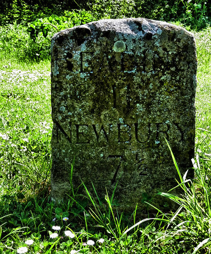 A photo titled "Kennet & Avon mile stone", taken near Winding Hole, 72 ft Padworth by lovestruck. on Flickr.