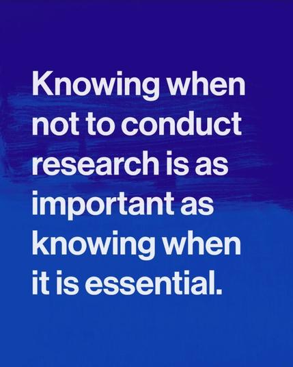 Knowing when not to conduct research is as important as knowing when it is essential.