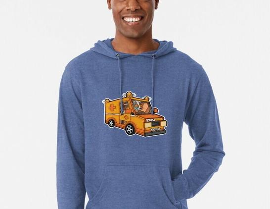The aforementioned Æmberlance on a blue hoodie.