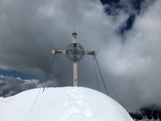 Summit corss of Mount Schrankogel (3497m) in the Stubai Alps, Tyrol, Austria.
