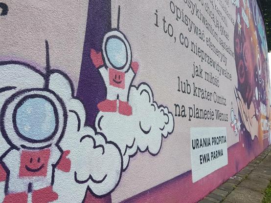 Mural by Iwona Kubarska, Adrian Lipowski & Grzegorz Dziergas in Byczyna (Poland) dedicated to Maria Cunitz, the most notable female astronomer of the early modern era