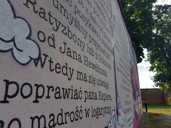 Mural by Iwona Kubarska, Adrian Lipowski & Grzegorz Dziergas in Byczyna (Poland) dedicated to Maria Cunitz, the most notable female astronomer of the early modern era