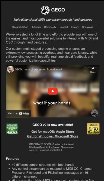 Screenshot of the GECO website