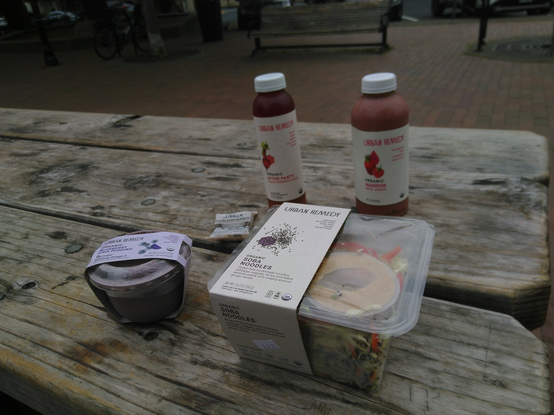 soba noodles salad + chia pudding + one sunflower bar + 2 drinks