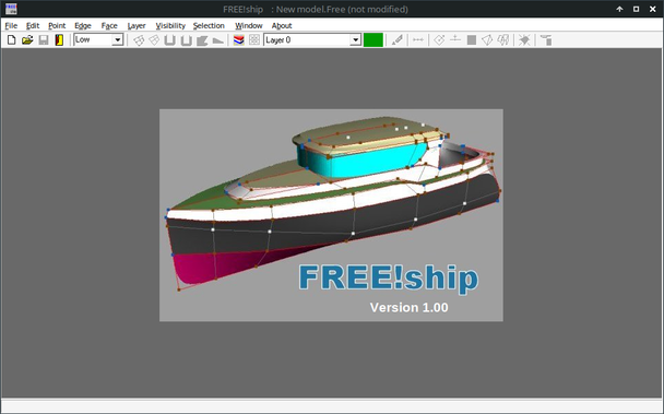 FREE!ship is a free open-source 2D and 3D CAD software for shipbuilding (boat design and analyzing) created by Martijn van Engeland, Naval Architect from Netherlands, in 2005, but after 2006 it was converted into commercial proprietary software DELFTship.
In 2007 Associate Prof. Victor Timoshenko of the Department of Construction and Mechanics of the National Univerisity of Shipbuilding (Mykolaiv, Ukraine) created a fork — FREE!ship Plus, and till December 4, 2015 extended it with a lot of new features and a set of freeware plugins named as HydroNShip.
Since February 2015 Mark A. Malakanov, Software Architect at ESRI Canada, forked and ported FREE!ship Plus to Linux using Lazarus & FreePascal.