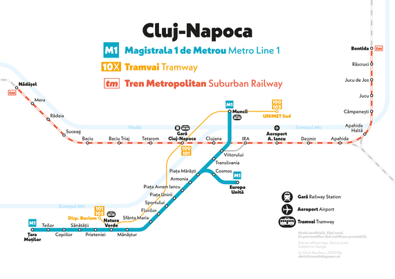 planned metro and suburban routes in Cluj-Napoca