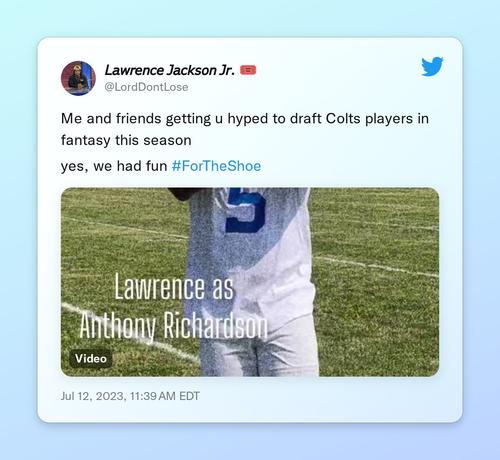 Me and friends getting u hyped to draft Colts players in fantasy this season

yes, we had fun #ForTheShoe 
 https://t.co/1B1Z7VkneX