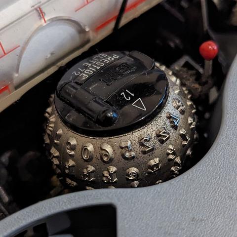 Close-up of the type ball on an IBM Selectric II typewriter