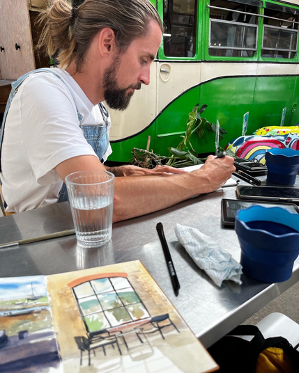 Sketch in perspective and a fellow sketcher